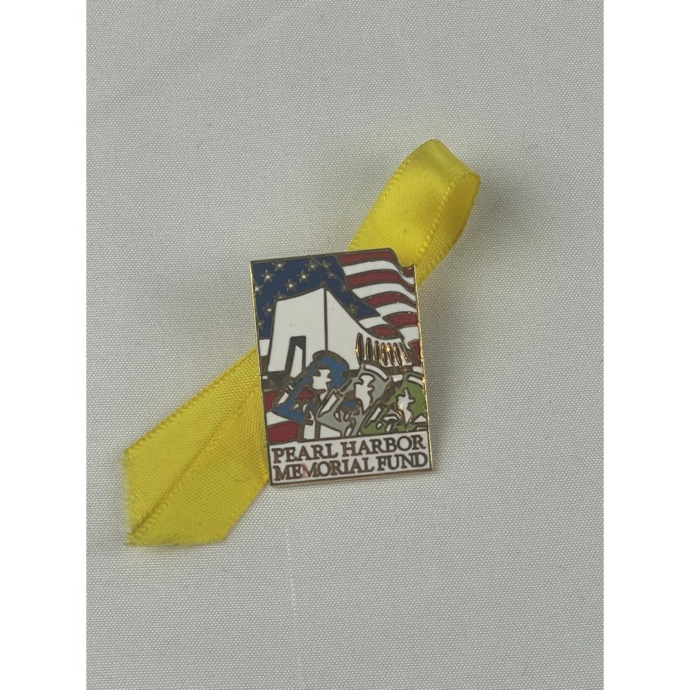 Pearl Harbor Memorial Fund Enamel Pin‎ Ribbon Collectible Souvenir USA 00824